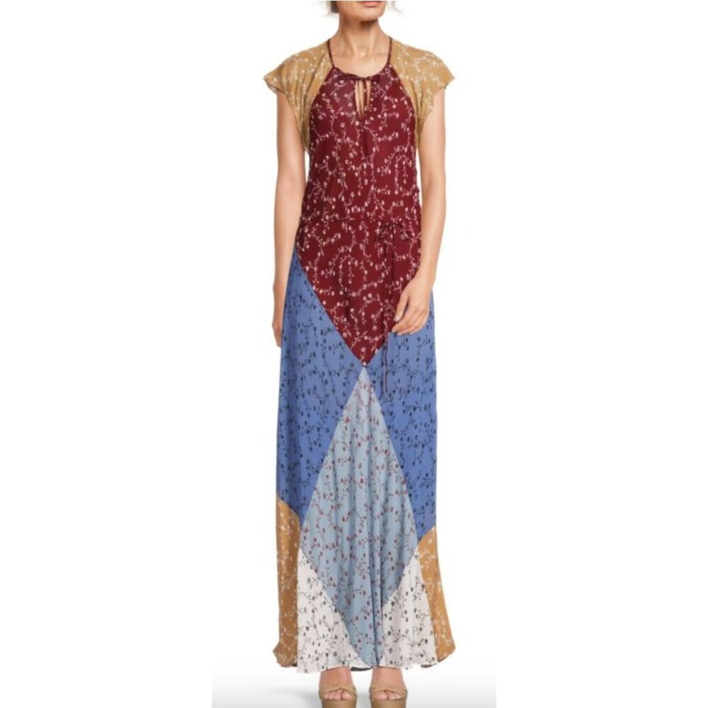 Rag & Bone Sam Patchwork Peasant Maxi Dress Size … - image 1